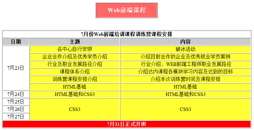 web免費培訓課程表