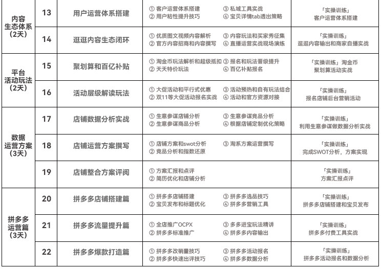 達(dá)內(nèi)電商運(yùn)營培訓(xùn)課程大綱